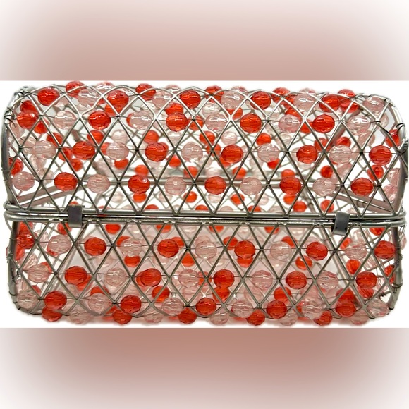 Adorable American Vintage beaded red& clear beads handbag-Good Preowned Vintage - Picture 5 of 6